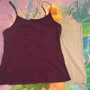 Lot of 2 Women's Spaghetti Strap Tops - Purple and Gray Camisoles